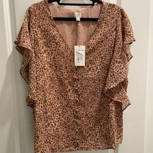 NWT A New Day SS animal print top L